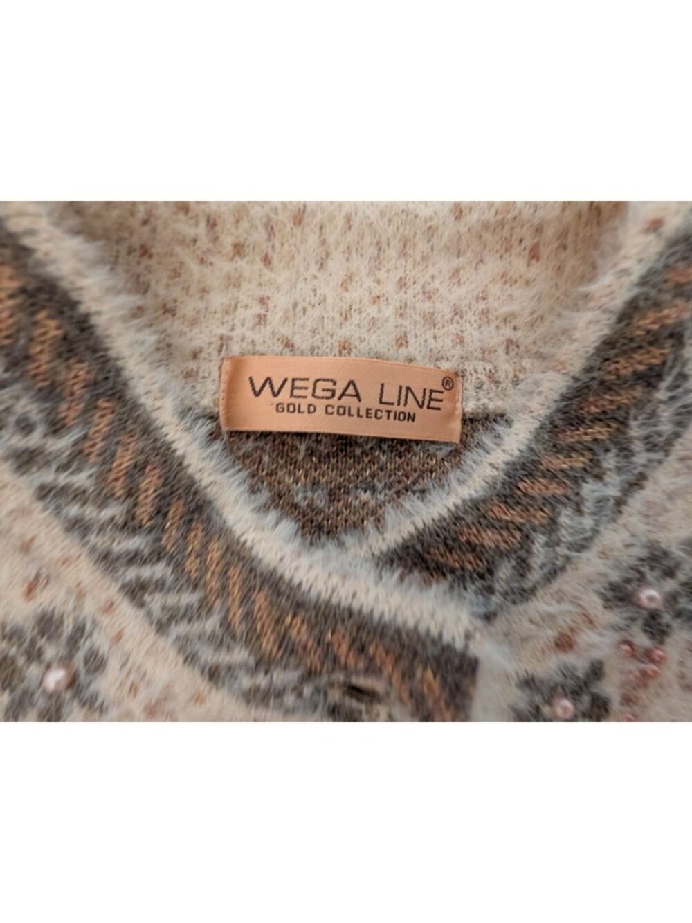 Wega Line Womens Wool Blend Nordic Style Cardigan Button Closure Bead Embellishm - Picture 4 of 14